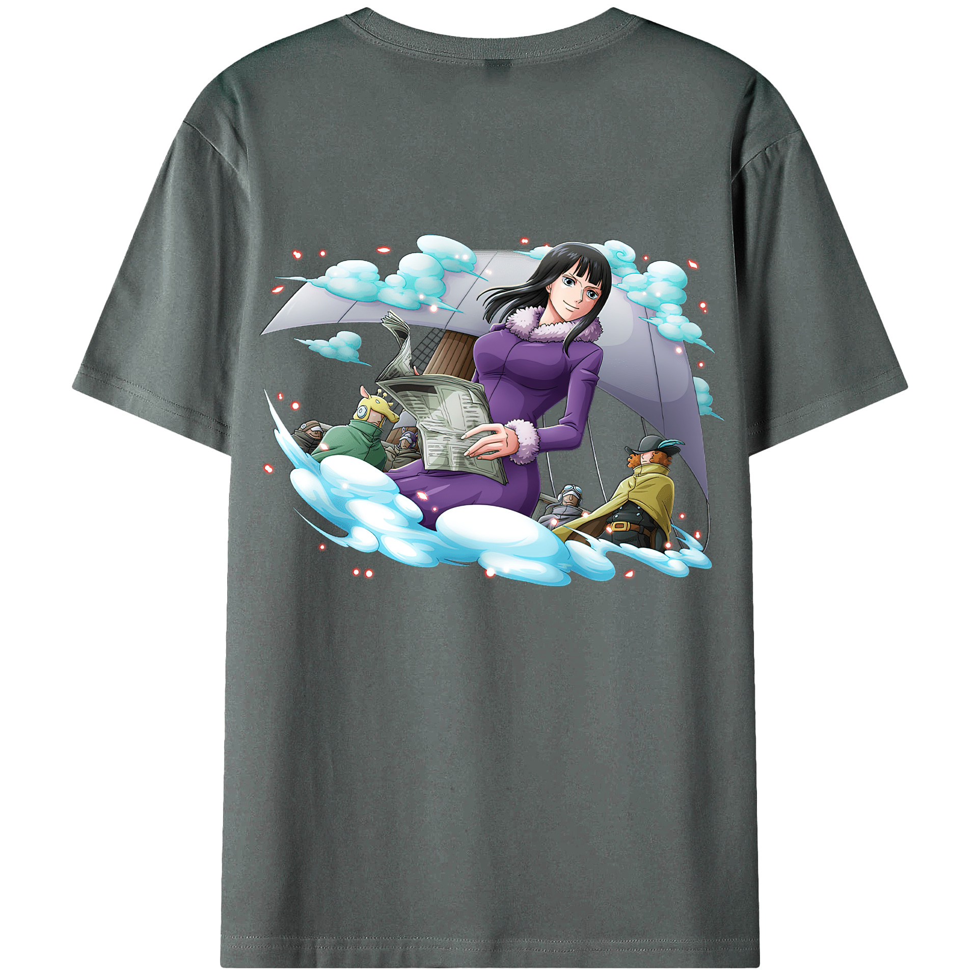ワンピース ニコ・ロビン ONE PIECE Nico Robin 綿100％ メンズ半袖Tシャツ（バックプリント） 通気性